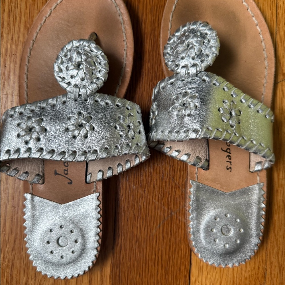 Jack Rogers Silver Leather Sandals